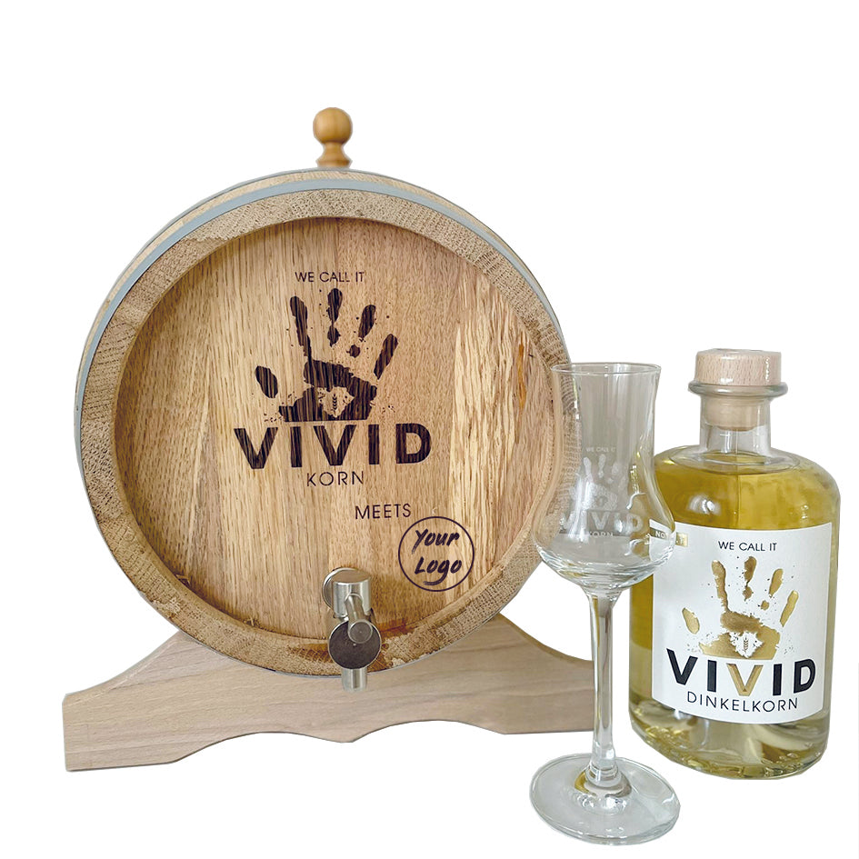 VIVID Dinkelkorn, Im Eichenfass gereift, Spirituose, Korn, Fass, 5L